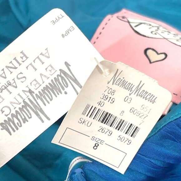 Vintage Dress Neiman Marcus Blue Silk Cocktail Formal Mini Bubble Retro - Picture 8 of 10